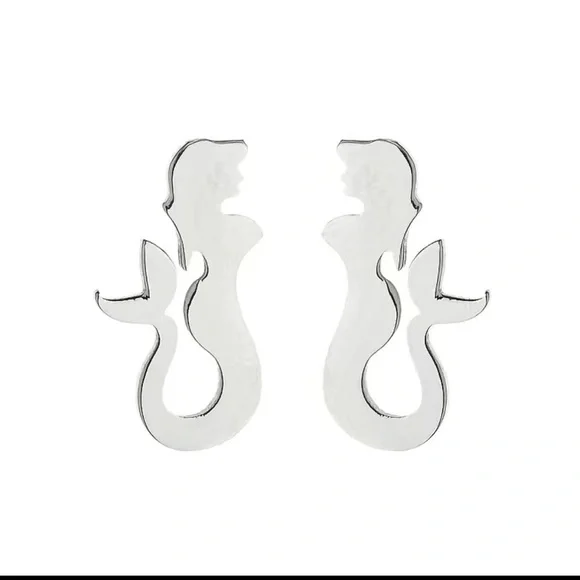 ❤️ Dainty Cute Mermaid Stud Earrings Gift| Available in Gold, Silver, Rose Gold - Picture 2 of 7